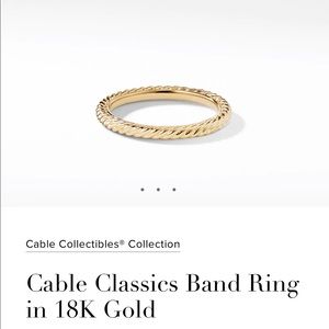 David Yurman Cable Classics Band Ring in 18K Gold